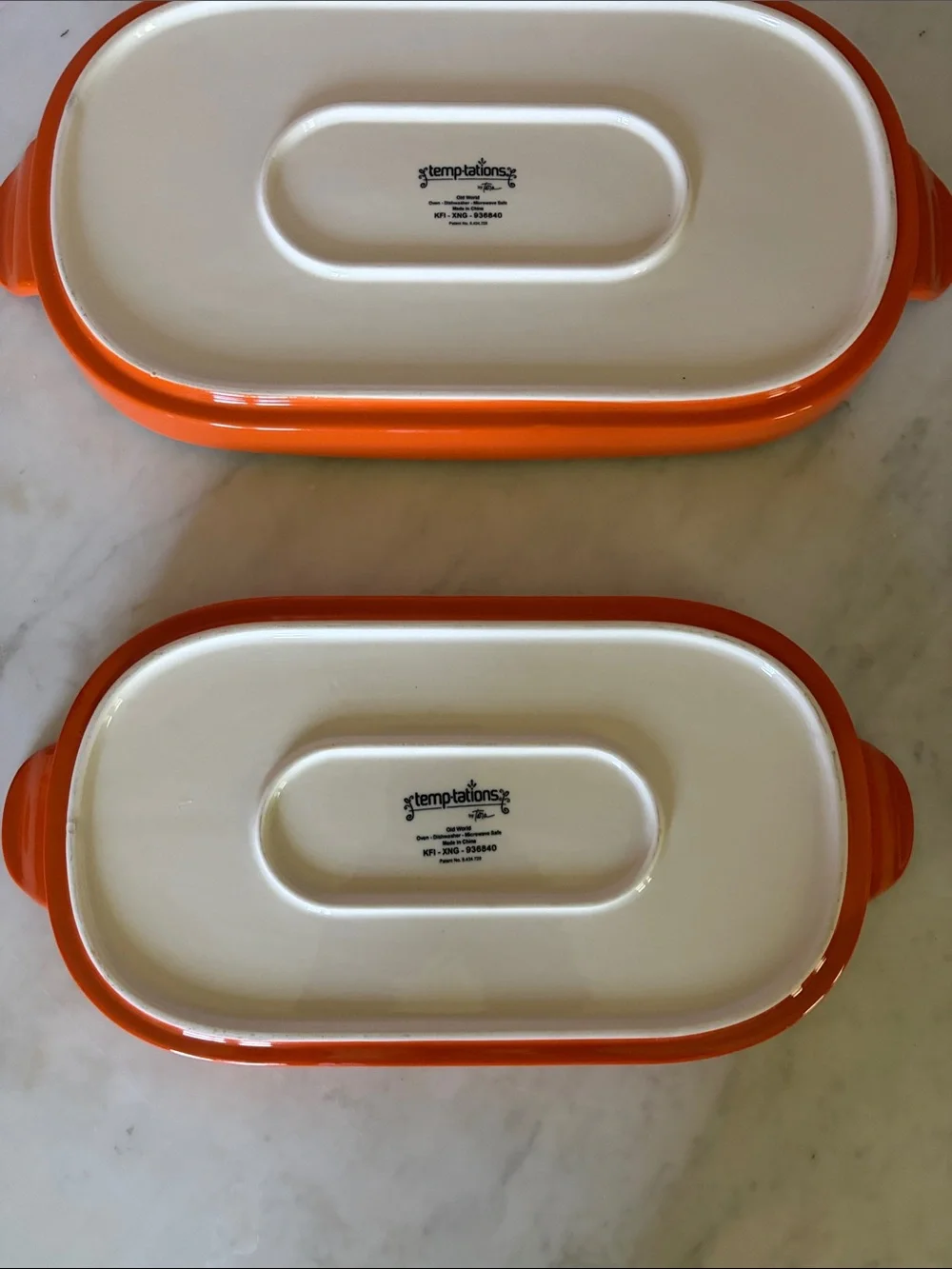 Temptations by Tara Ceramic Serving Trays in Orange with Autumn Leaf Accent